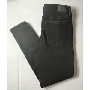 American Eagle‎ Jeans Super High Rise Jeggings 10 Short Black Alt Goth Hipster
